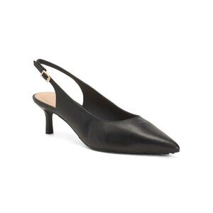 CLARKS Black Leather Adela Slingback Comfort Heels